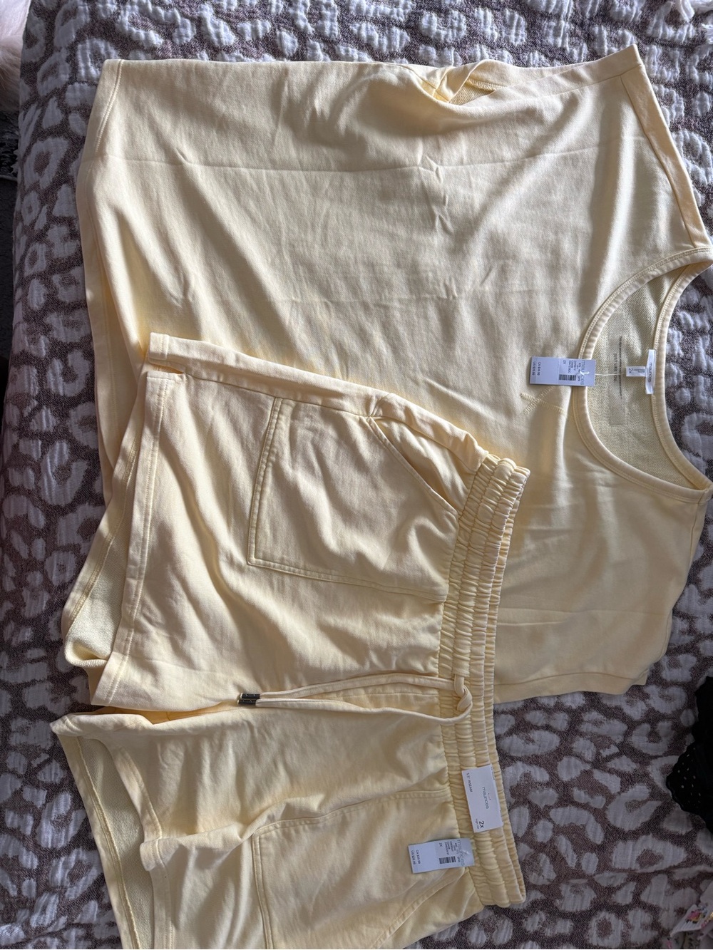Maurices Pale Yellow Athletic Lounge Shorts Set